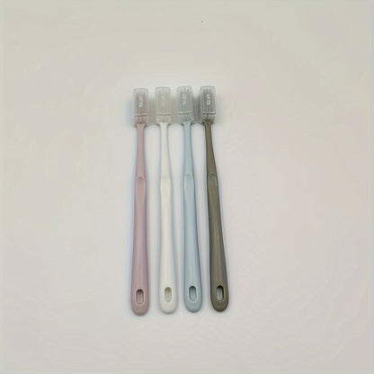 Set of 4 Soft-Bristled Toothbrushes in Japanese Macaron Colors, Complete with Protective Cases - Ideal for Portable And Professional Dental Hygiene for Adults.