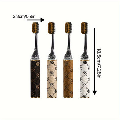 4pcs HENEE Luxury Toothbrushes with Textured Handles, Ultra-Soft & Medium Bristles, Wide Head for Better Oral Care, Portable & High-Quality Design, Ideal for Business Travel, Includes Gift Box