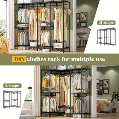 Heavy Duty Metal Rack Heavy Duty 910LBS Metal Clothes Rack - Freestanding Wardrobe Closet Rack - 75\