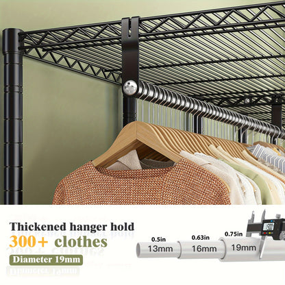 Heavy Duty Metal Rack Heavy Duty 910LBS Metal Clothes Rack - Freestanding Wardrobe Closet Rack - 75\