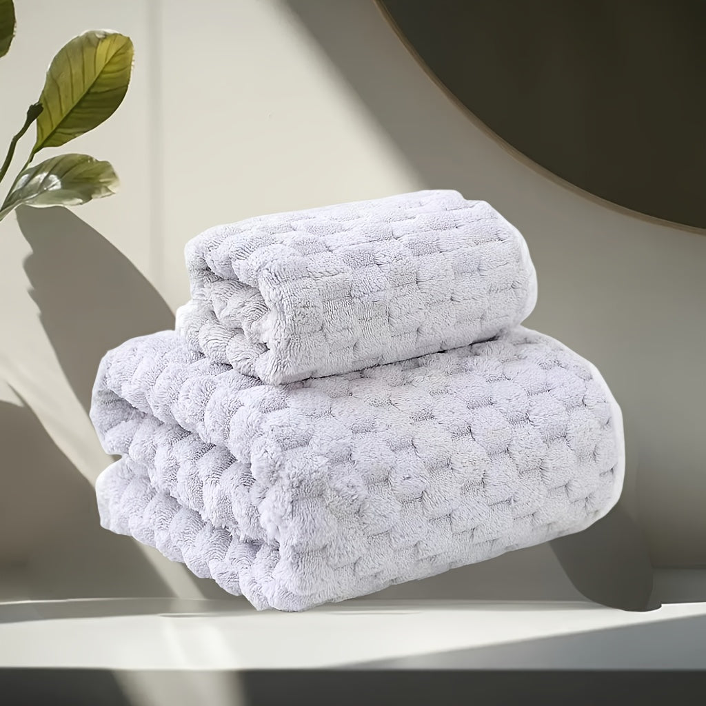 Ultra Soft Cloud Grid Bath Towels Set - Super Absorbent, Quick-Dry Microfiber for Spa & Fitness, Durable Everyday Use - Suitable for Autumn And Winter