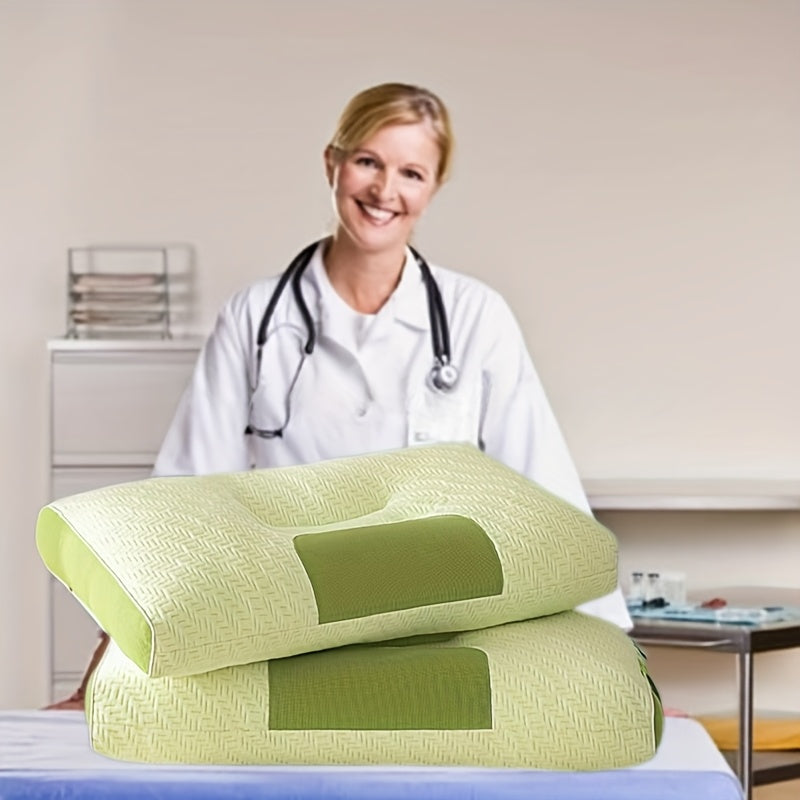 A new bamboo charcoal fiber SPA washable neck pillow, breathable pillow, Ergonomic Pillow, Advanced Cervical Pillow Cozy Sleeping, Odorless Ergonomic Contour Pillows, Orthopedic Bed Pillow for Side Back Stomach Sleeper, Pillow Side Sleeper