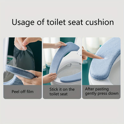 1 Pair Thickened Cashmere Toilet Seat Cover - Bath Bathroom Accessories - Soft Plush Winter Cushion with Waterproof Sticker for Four Seasons Universal Fit - Easy to Clean and Paste
