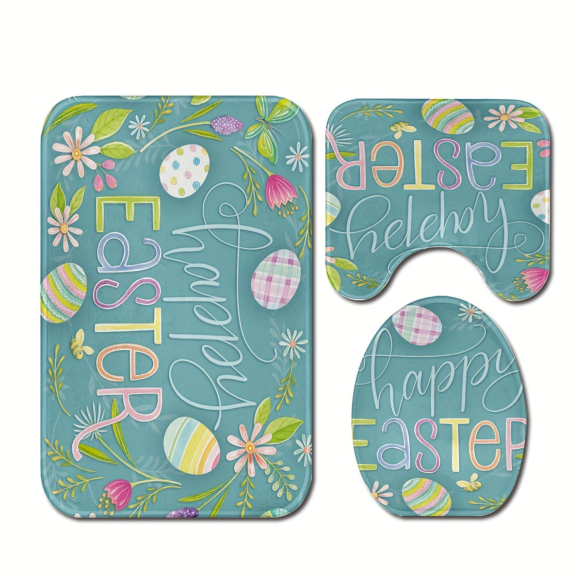 3pcs Set Print Bathroom Rugs and Mats,Anti-slip Bathroom Mats,Soft Machine Washable Bath Mats for Bathroom Floor Carpet,Absorbent Shower Rug with U-Shaped Contour Rug Toilet Lid Rugs,Bathroom Decor,Bathroom Accessories