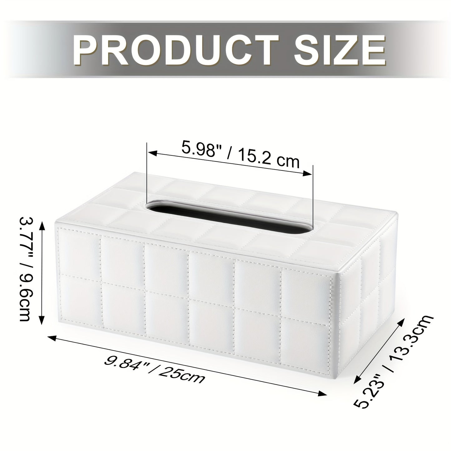 White Grid Wooden Tissue Box Holder, Magnetic Lock, Easy to Use, Home & Car Desk Tissue Storage, Bedroom, Living Room, Kitchen Gadget, Christmas Decor