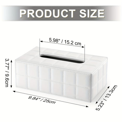 White Grid Wooden Tissue Box Holder, Magnetic Lock, Easy to Use, Home & Car Desk Tissue Storage, Bedroom, Living Room, Kitchen Gadget, Christmas Decor