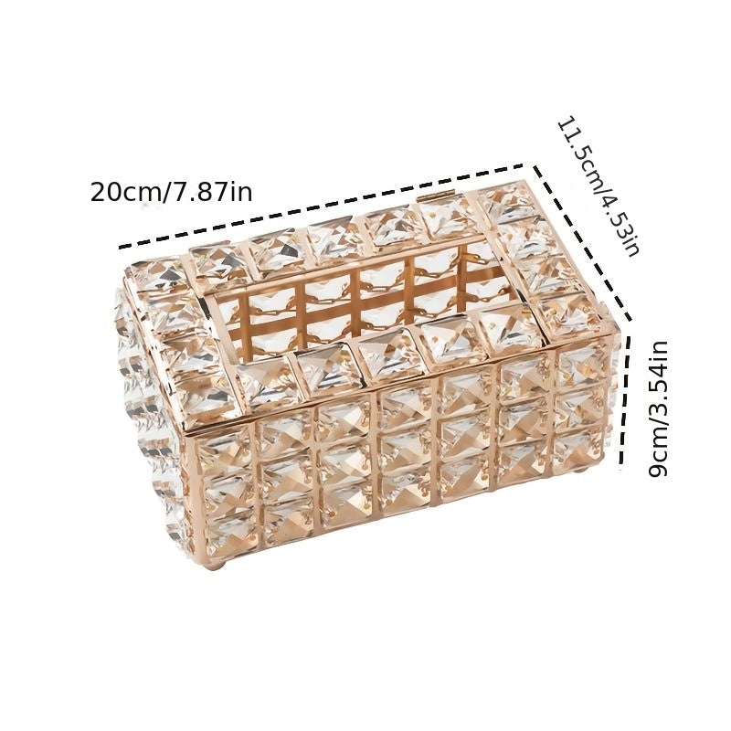Elegant Crystal-Inspired Acrylic Tissue Box Holder - Square, Freestanding Napkin Dispenser for Bathroom Vanity, Bedside Table & Home Decor