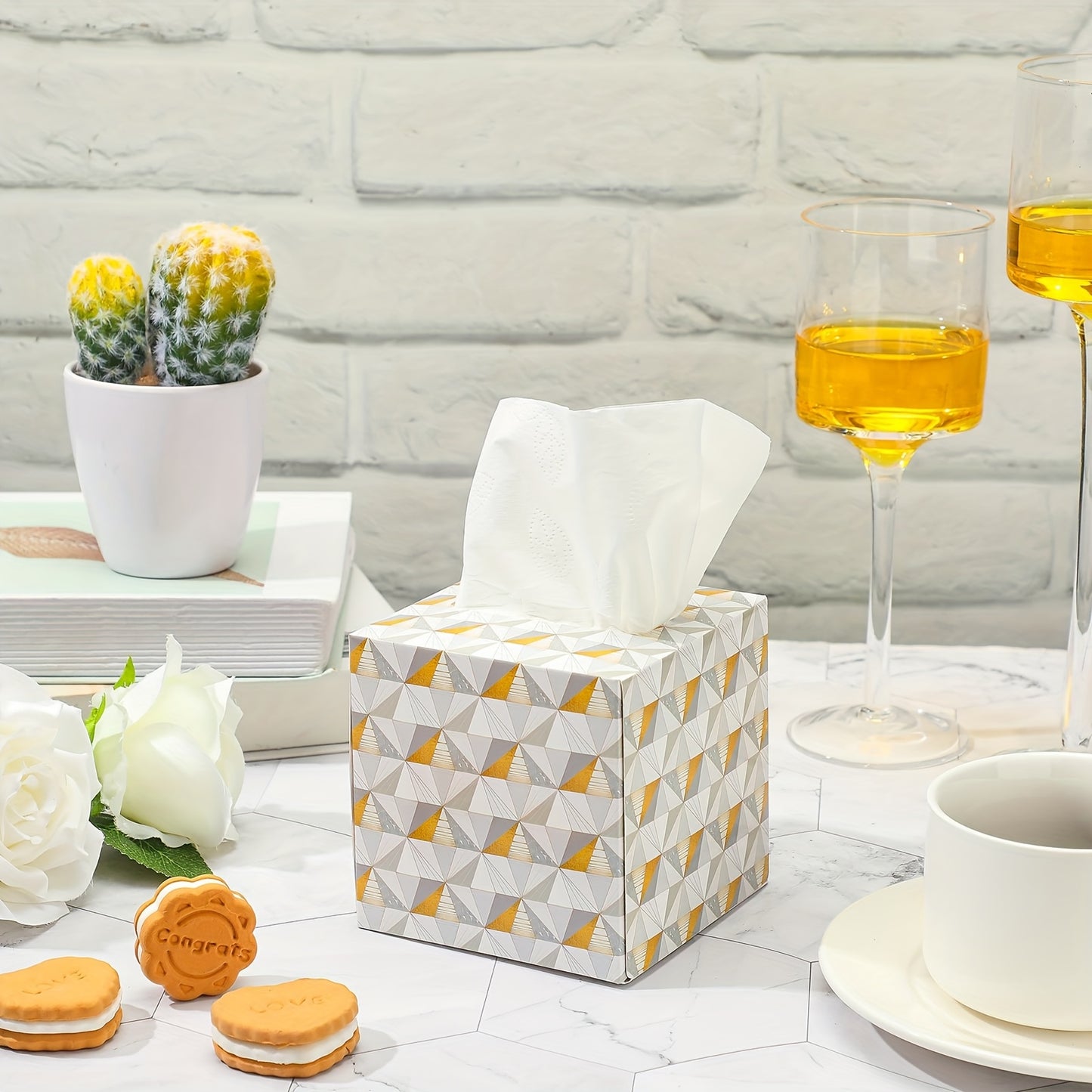 12pcs 960 Sheets Square Tissues Cube Box Travel Tissue Box Tissue Paper Box with 2 Ply 80 Counts Soft Facial Tissues Pocket Tissues Holder for Car Toilet Household School (Geometric Style)