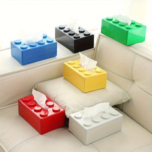 1pc Creative Building Block Design Plastic Tissue Box Holder - Wall-Mounted & Desktop Decorative Tissue Dispenser for Home, Kitchen, Bedroom, Living Room, Dining Room - Home Decor Storage Box