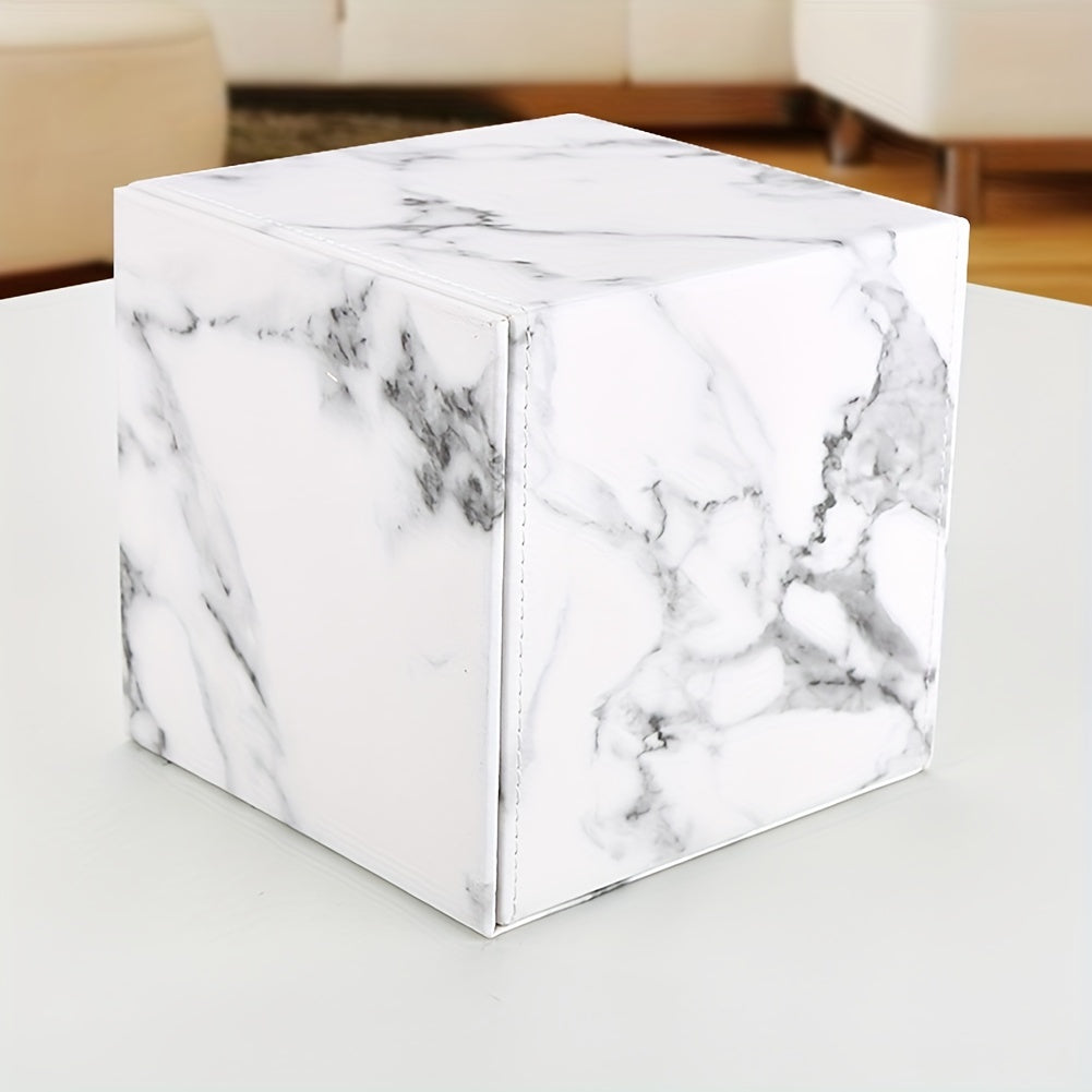 1pc Marble Tissue Box Storage 1pc, Tissue Box, Marble Pattern PU Leather Tissue Box, Home Daily Use Desktop Tissue Storage Box, Suitable For Bedroom, Living Room And Car, Home Decoration, Bathroom Gadgets, Christmas Decorations