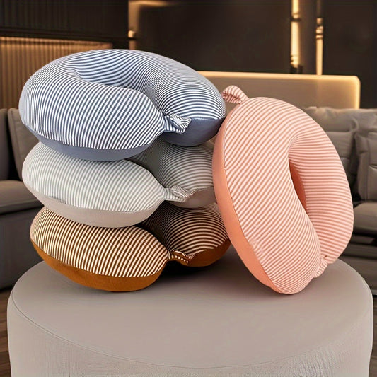 U-Shaped Neck Pillow for Travel & Office Nap - Ergonomic Cervical Support Pillow with Removable Cover, Hypoallergenic Soft Polyester, Portable Design for Students & Professionals (Mixed Colors), Pillow