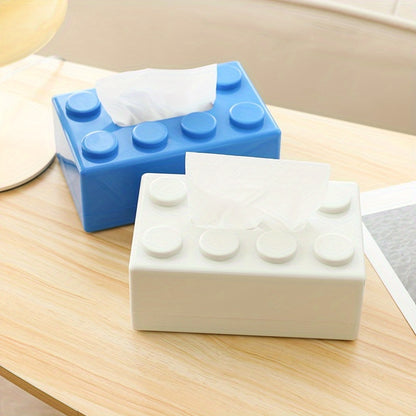 1pc Creative Building Block Design Plastic Tissue Box Holder - Wall-Mounted & Desktop Decorative Tissue Dispenser for Home, Kitchen, Bedroom, Living Room, Dining Room - Home Decor Storage Box