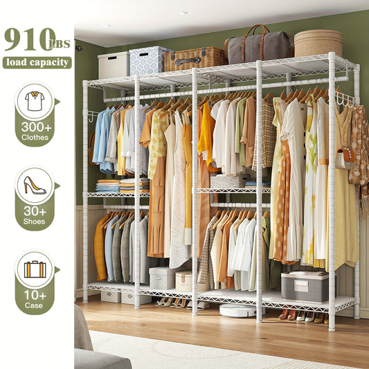 Easter Bonus, Clothes Rack, Clothing Rack Heavy Duty Clothing Racks For Hanging Clothes 910LBS, Metal Garment Rack Heavy Duty Clothes Rack Freestanding Wardrobe Closet Rack, 75\
