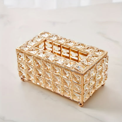 Elegant Crystal-Inspired Acrylic Tissue Box Holder - Square, Freestanding Napkin Dispenser for Bathroom Vanity, Bedside Table & Home Decor