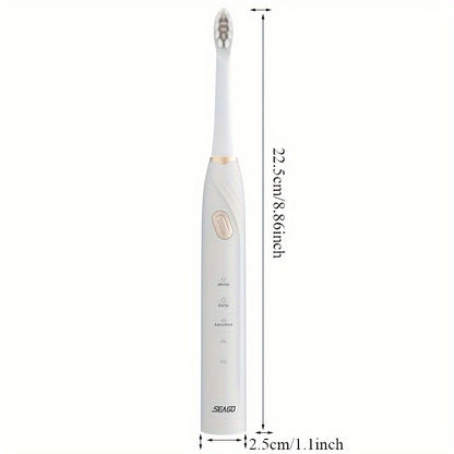 Seago Sonic Electric Toothbrush Kit - Rechargeable, 35,000 VPM, 3 Cleaning Modes, Includes 10 Brush Heads, USB Charging, Ergonomic Design with Travel Case & Stand, Ideal Family Gift, Black