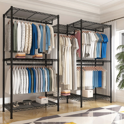 1pc Heavy Duty Metal Garment Rack, 835LBS Load Capacity, Lacquered Finish, Free Standing Wardrobe Closet Organizer with 77.1\