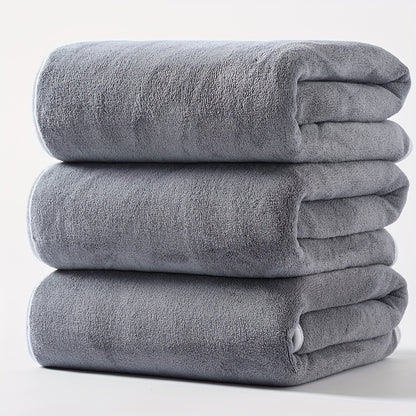 3pcs Warp knitted coral velvet Bath Towels Set, Soft Absorbent Towels, Suitable for Sensitive Skin Daily Use, 3 Bath Towels, Soft Skin-friendly Towel for Bathroom Gym Hotel Spa