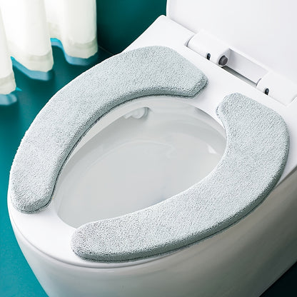 1 Pair Thickened Cashmere Toilet Seat Cover - Bath Bathroom Accessories - Soft Plush Winter Cushion with Waterproof Sticker for Four Seasons Universal Fit - Easy to Clean and Paste