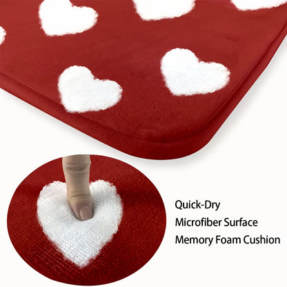 3pcs Valentine'S Day Bathroom Mat Set - Non-Slip, Machine Washable, Knit Polyester Bath Rug, Contour Mat, and Toilet Lid Cover - 550gsm, 1.2cm Thick, Rectangle Home Decor