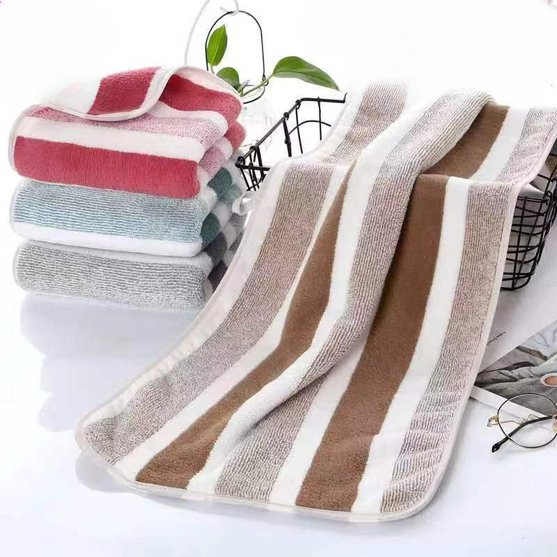 Deluxe Striped Towel Set Featuring a Short Hand Towel And a Long Bath Towel - Highly Absorbent, Fast-Drying, And Soft, Perfect for Family Use, Hotels, RV Trips, Outdoor Activities, Spas, And Salons - Comes with One Bath Towel And One Hand Towel.