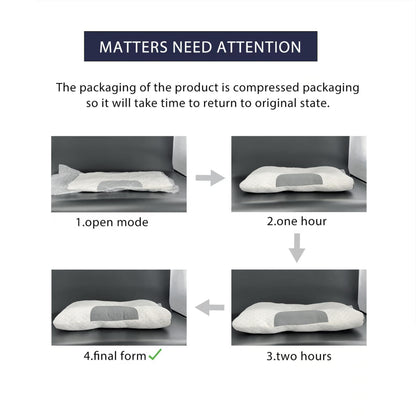 Soft Orthopedic Neck Pillow 1pc Soft Orthopedic Knitted Massage Neck Pillow - Adjustable Ergonomic Support, Machine Washable, Removable Cover, 100% Polyester Fiber