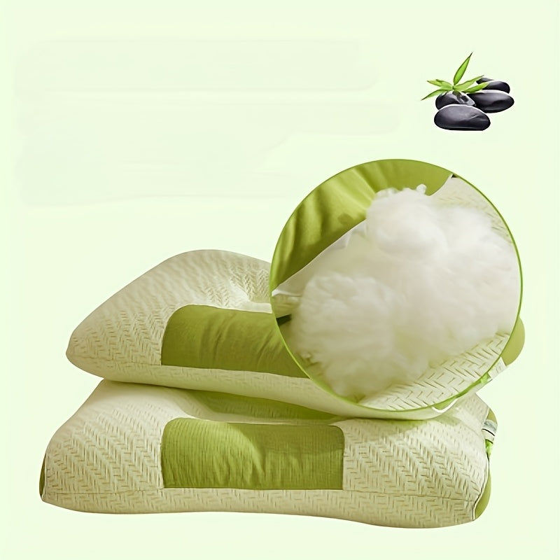 A new bamboo charcoal fiber SPA washable neck pillow, breathable pillow, Ergonomic Pillow, Advanced Cervical Pillow Cozy Sleeping, Odorless Ergonomic Contour Pillows, Orthopedic Bed Pillow for Side Back Stomach Sleeper, Pillow Side Sleeper