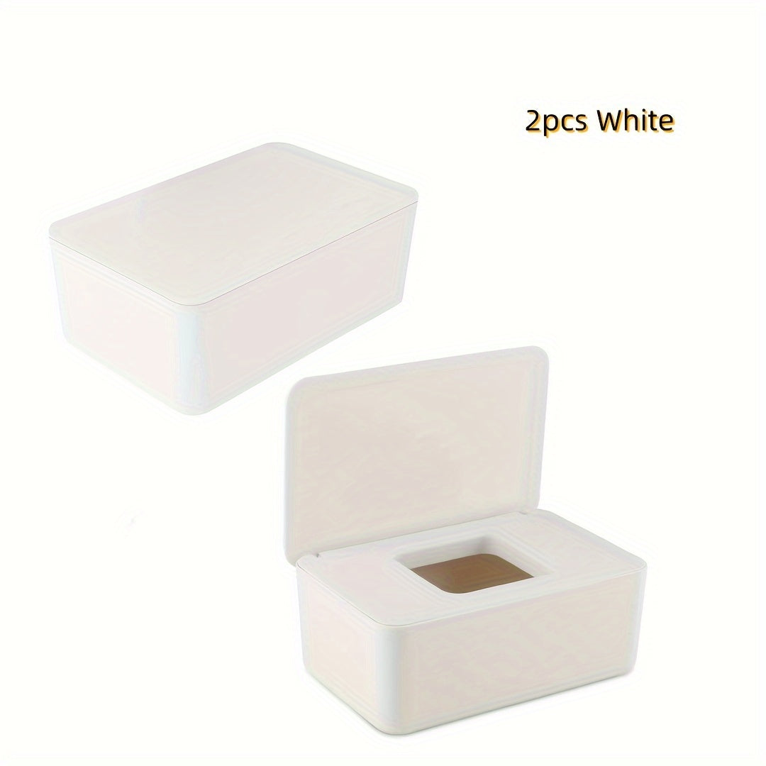 Tissue Box Wet Wipe Box Mask Box Storage Box Pack Of 2 Wet Wipes Dispenser Box, Toilet Paper Box With Lid, Napkin Box, Baby Wipes Box, Tissue Box, Napkin Box With Lid