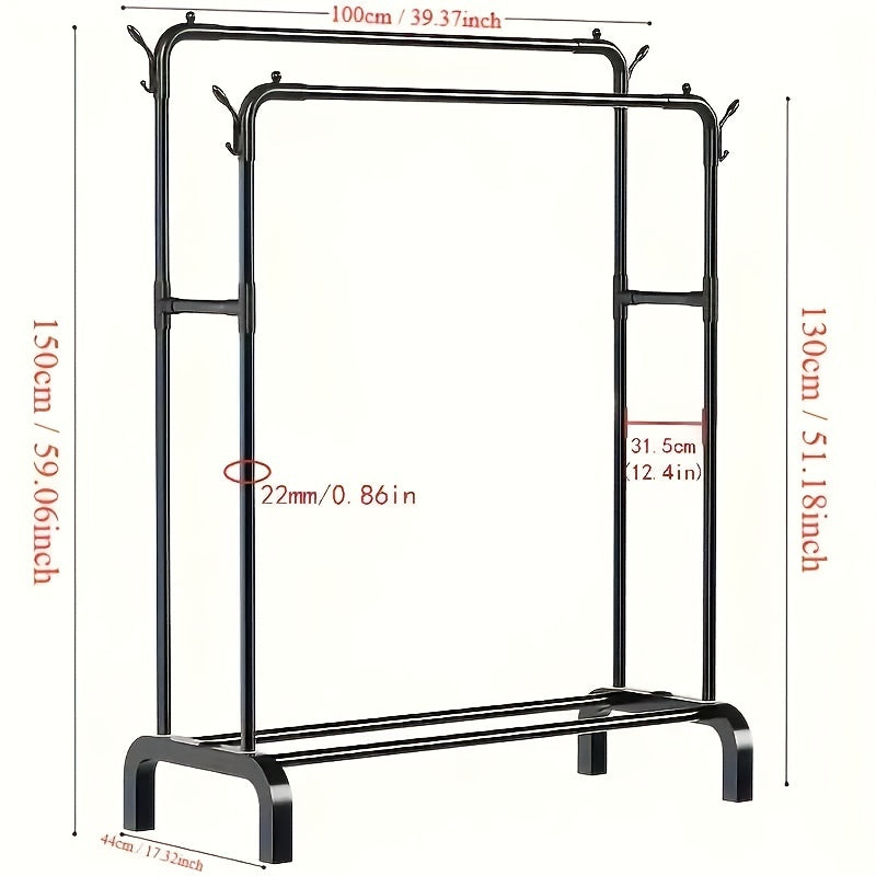 Stainless Steel Closet Organizer 1pc Multifunctional Stainless Steel Clothes Rack - Easy-to-Assemble Wardrobe Organizer with Shoe Storage Shelf, Space-Saving Design