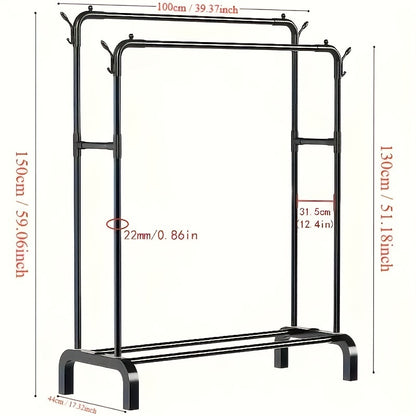 Stainless Steel Closet Organizer 1pc Multifunctional Stainless Steel Clothes Rack - Easy-to-Assemble Wardrobe Organizer with Shoe Storage Shelf, Space-Saving Design