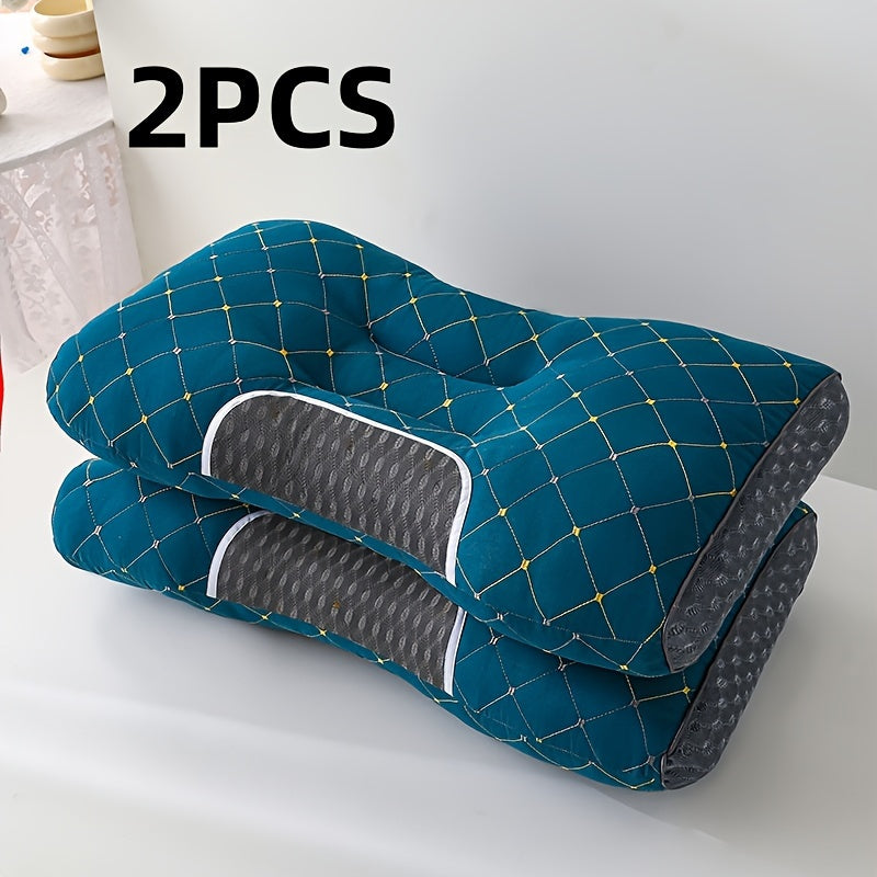 2pcs Ergonomic 3D Neck Support Pillows, Compressible Polyester Fiber & Cover, Washable Multi-Use Cushions for Sleeping, Ideal for Home, Hotel, Travel, Perfect Gift for Valentine's Day & Holidays