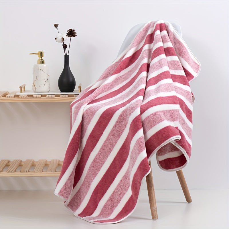 5pcs Striped Bath Towel Set, Absorbent & Quick-drying Showering Towel, Super Soft & Skin-friendly Bathing Towel, For Home Bathroom, Ideal Bathroom Supplies, Family Essentials