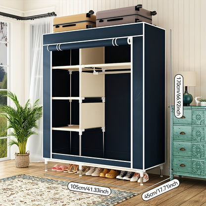 Sturdy Red & White Rolling Closet with Steel Frame – Easy Assembly, Multiple Compartments, Shelves & Hanging Rod for Bedroom, Rental Home, or Small Spaces, Portable Closet