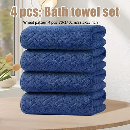 High-Quality BAYEXE 4pcs Set of Bath Towels | 27.5 Inches X 55 Inches | Absorbent, Lint-Free, Soft, Quick-Drying | Suitable for Swimming, Fitness, Sauna, Bathroom | Autumn, Winter, Christmas