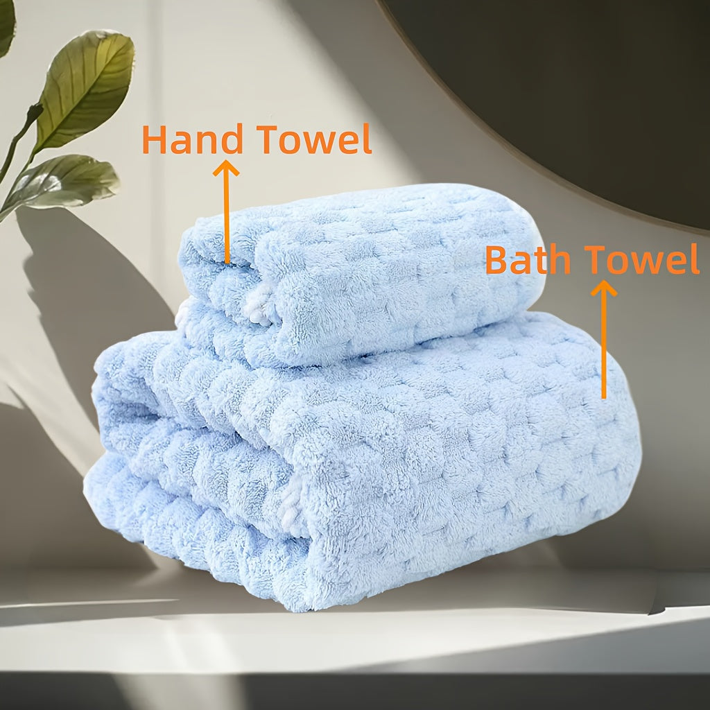 Ultra Soft Cloud Grid Bath Towels Set - Super Absorbent, Quick-Dry Microfiber for Spa & Fitness, Durable Everyday Use - Suitable for Autumn And Winter