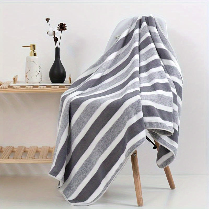 2pcs Striped Luxury Bath Towel Set, Super Soft, Quick Dry, Unscented, Super Absorbent, Gentle on Skin, Fashionable Multi-color Design, for Home and Spa Use, Relaxed-textured-hair, Normal Hair