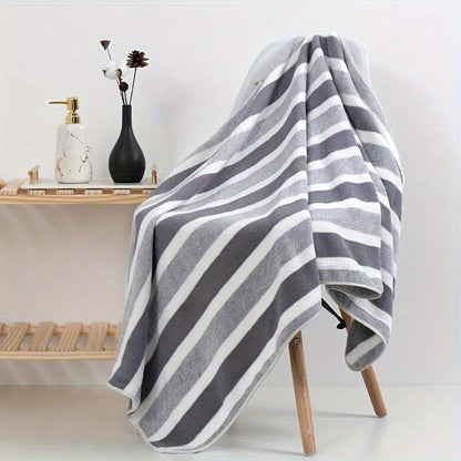 2pcs Striped Luxury Bath Towel Set, Super Soft, Quick Dry, Unscented, Super Absorbent, Gentle on Skin, Fashionable Multi-color Design, for Home and Spa Use, Relaxed-textured-hair, Normal Hair