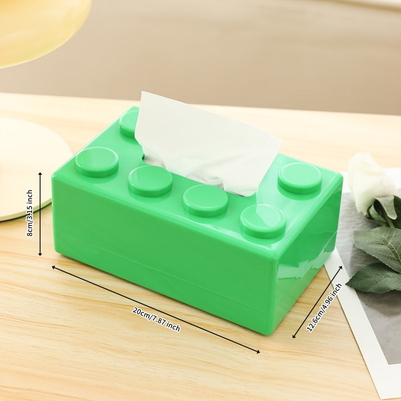 1pc Creative Building Block Design Plastic Tissue Box Holder - Wall-Mounted & Desktop Decorative Tissue Dispenser for Home, Kitchen, Bedroom, Living Room, Dining Room - Home Decor Storage Box