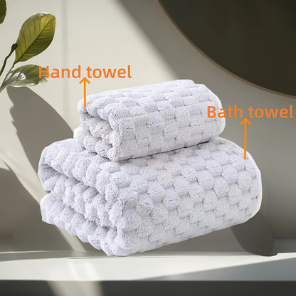 Ultra Soft Cloud Grid Bath Towels Set - Super Absorbent, Quick-Dry Microfiber for Spa & Fitness, Durable Everyday Use - Suitable for Autumn And Winter