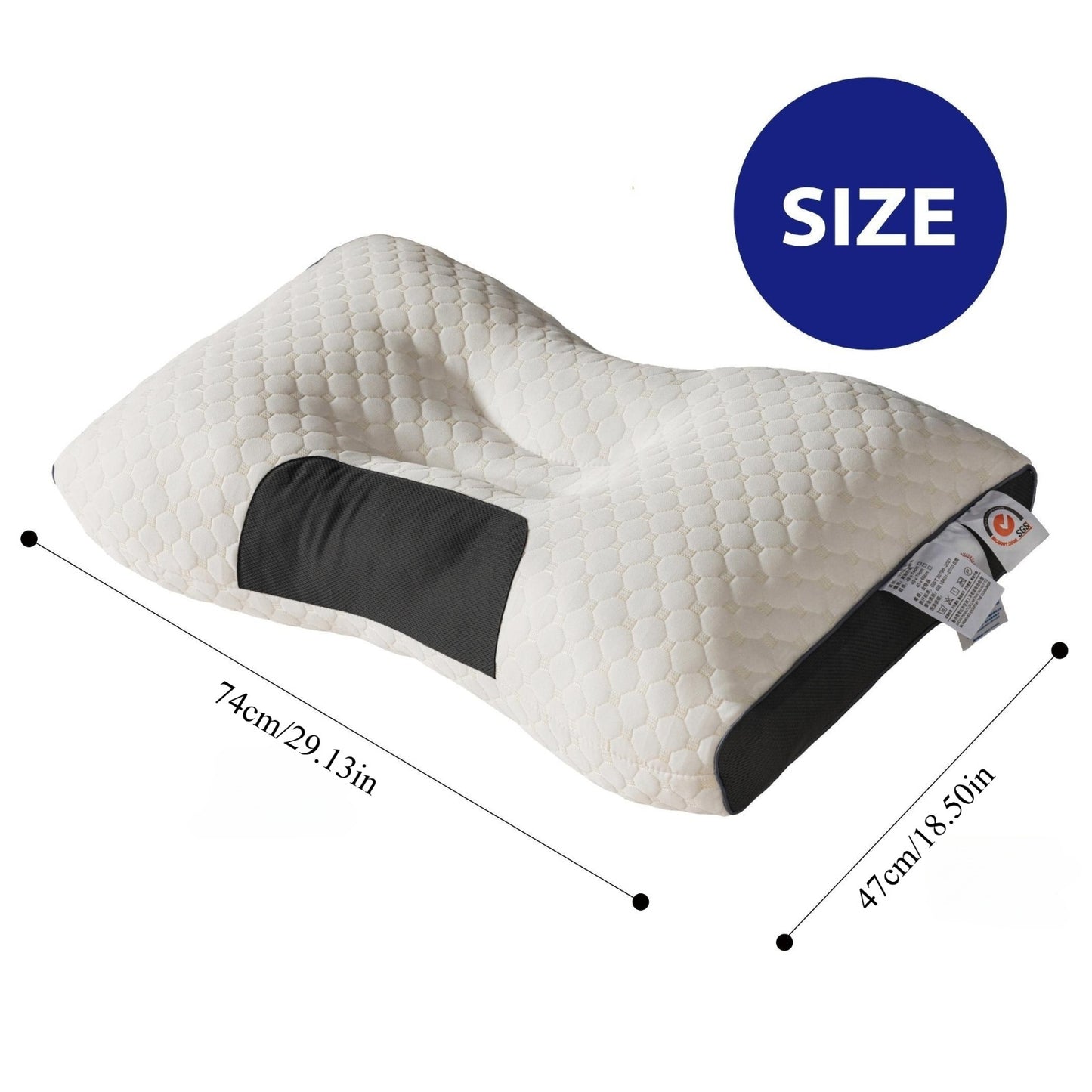 Soft Orthopedic Neck Pillow 1pc Soft Orthopedic Knitted Massage Neck Pillow - Adjustable Ergonomic Support, Machine Washable, Removable Cover, 100% Polyester Fiber