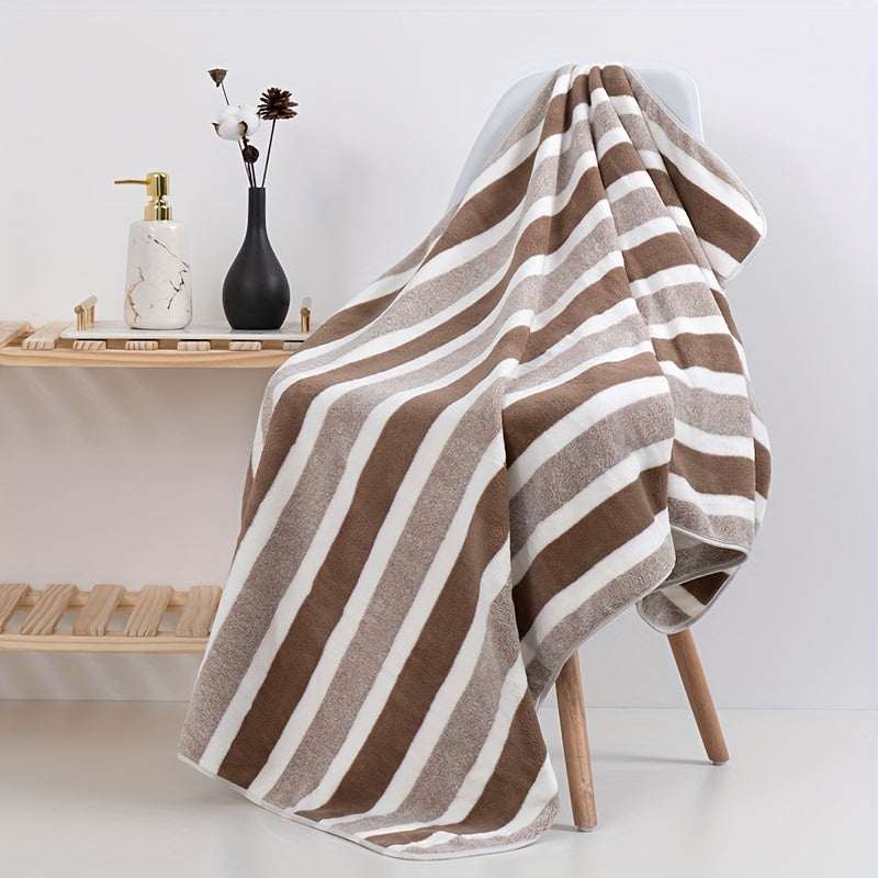 5pcs Striped Bath Towel Set, Absorbent & Quick-drying Showering Towel, Super Soft & Skin-friendly Bathing Towel, For Home Bathroom, Ideal Bathroom Supplies, Family Essentials