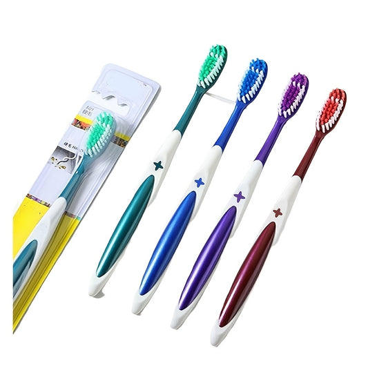10pcs Multi-Color Adult Hard Bristle Toothbrushes with Large Brush Heads - High-Density Filaments for Effective Smoke & Stain Removal, Individually Wrapped for Hygiene