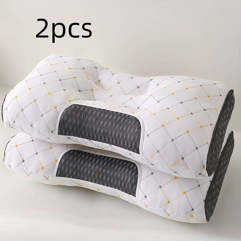 2pcs Ergonomic 3D Neck Support Pillows, Compressible Polyester Fiber & Cover, Washable Multi-Use Cushions for Sleeping, Ideal for Home, Hotel, Travel, Perfect Gift for Valentine's Day & Holidays