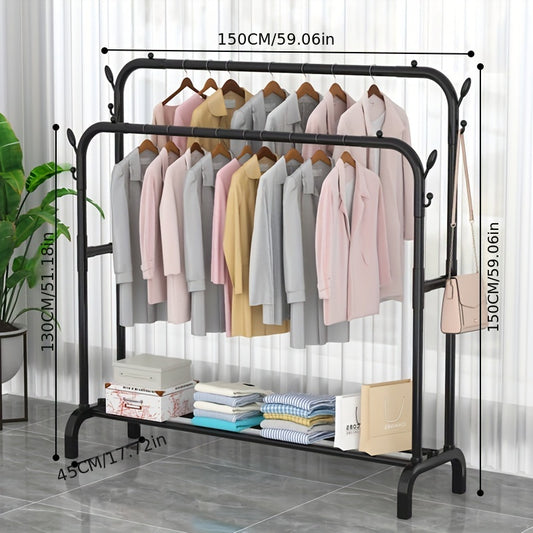 Stainless Steel Closet Organizer 1pc Multifunctional Stainless Steel Clothes Rack - Easy-to-Assemble Wardrobe Organizer with Shoe Storage Shelf, Space-Saving Design
